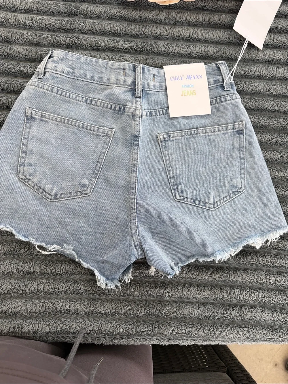 Studded Light Blue Denim Shorts